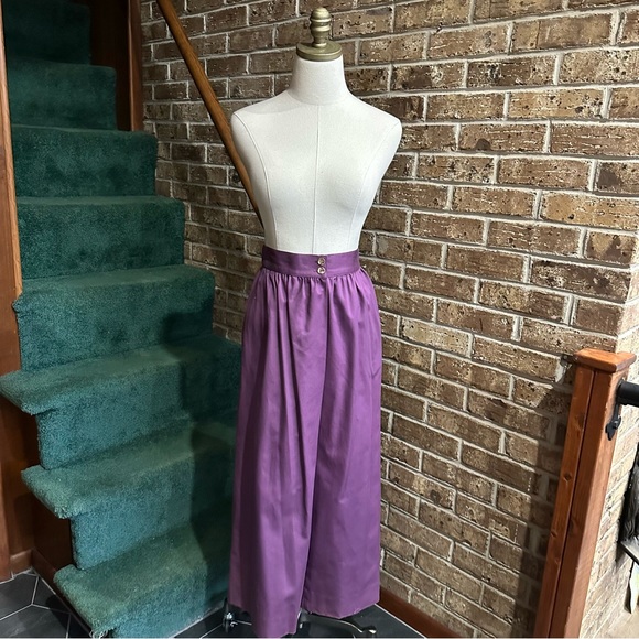 VTG 80s Retro NWT Purple 100% Cotton Midi Maxi Skirt - Picture 1 of 9